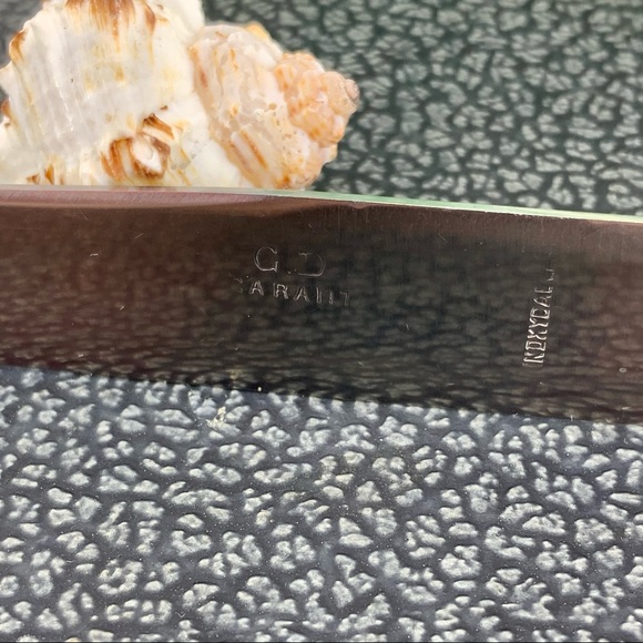 VINTAGE BUTTERKNIFE SET W/CASE BONE LIKE HANDLES - Picture 4 of 11